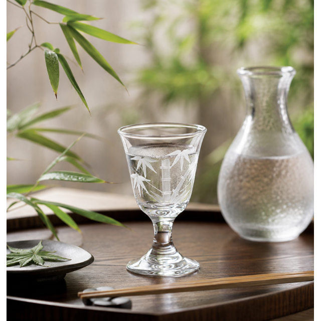 【TOYO-SASAKI】65cc高腳竹切子  39829-75 / 東洋佐佐木 / 日本製 / 日本酒杯 / 日本酒器 / 切子 / 和風/ 日式風格 